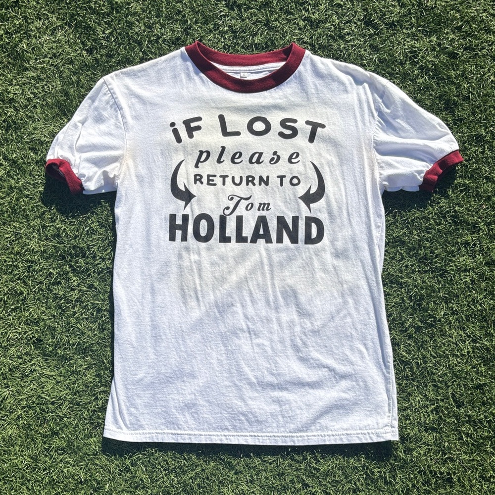 White T-Shirt with Red Accents